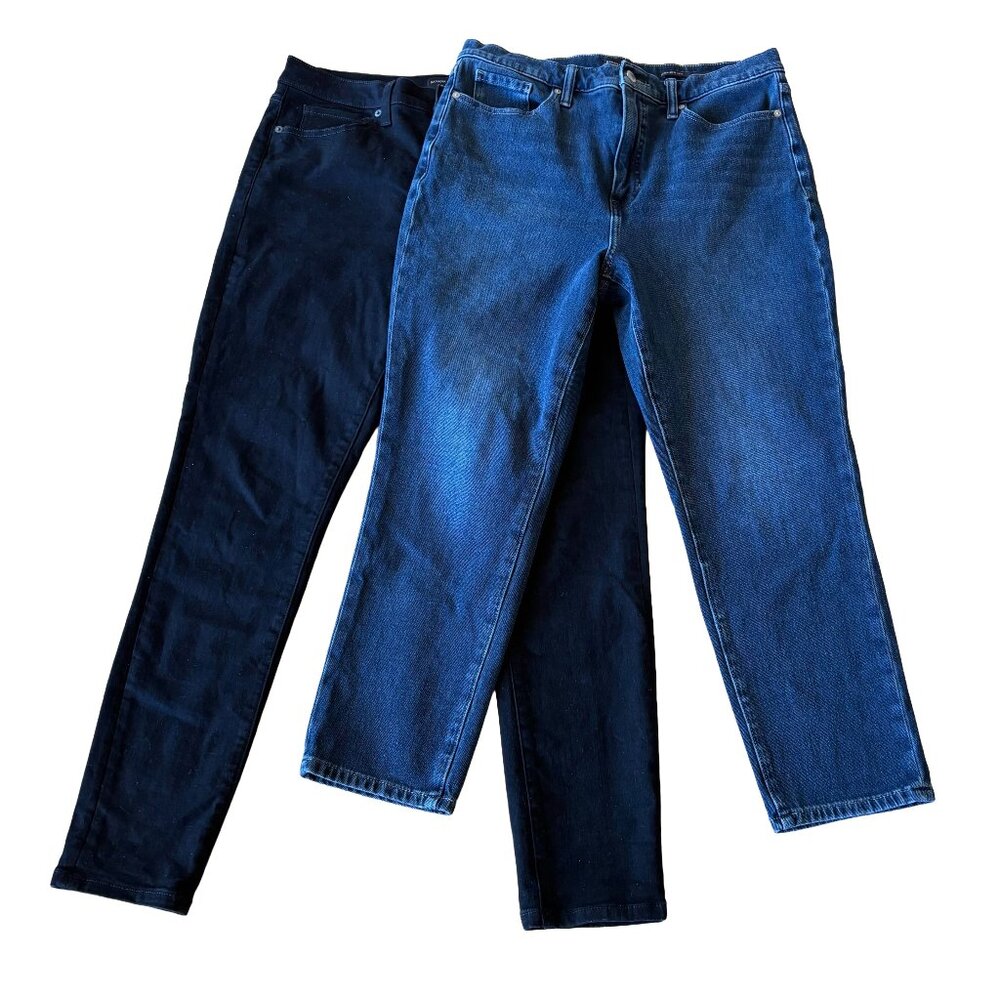 Lot of 2 High Rise Skinny Banana Republic Jeans Blue Black Cropped Full 31 Slim
